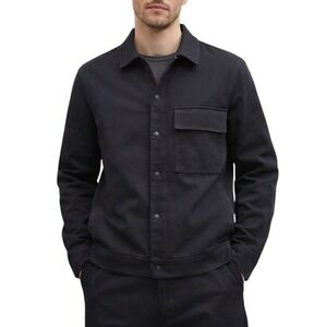 COS Mens Black Snap Front Chore Jacket XS Utility Canvas Denim Cotton Unisex